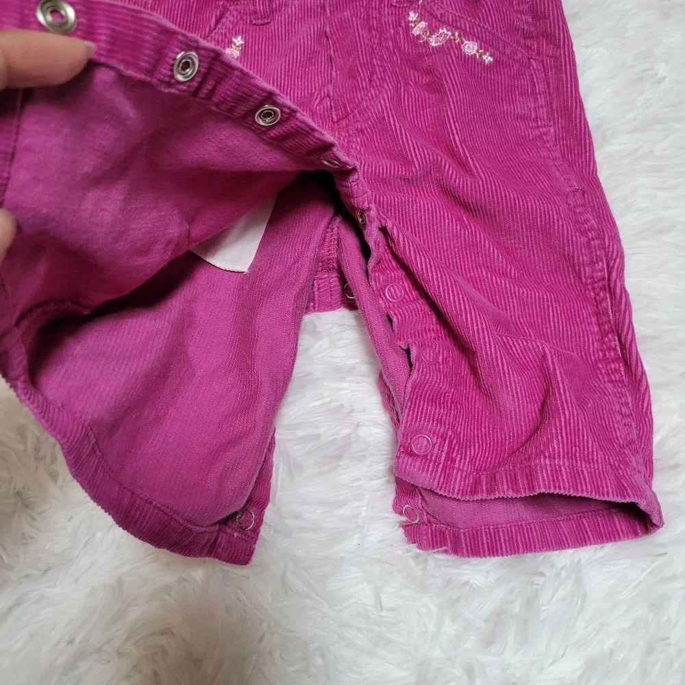 The Children's Place Corduroy Pink Overall with Floral Embroidery - Size 3-6 mo